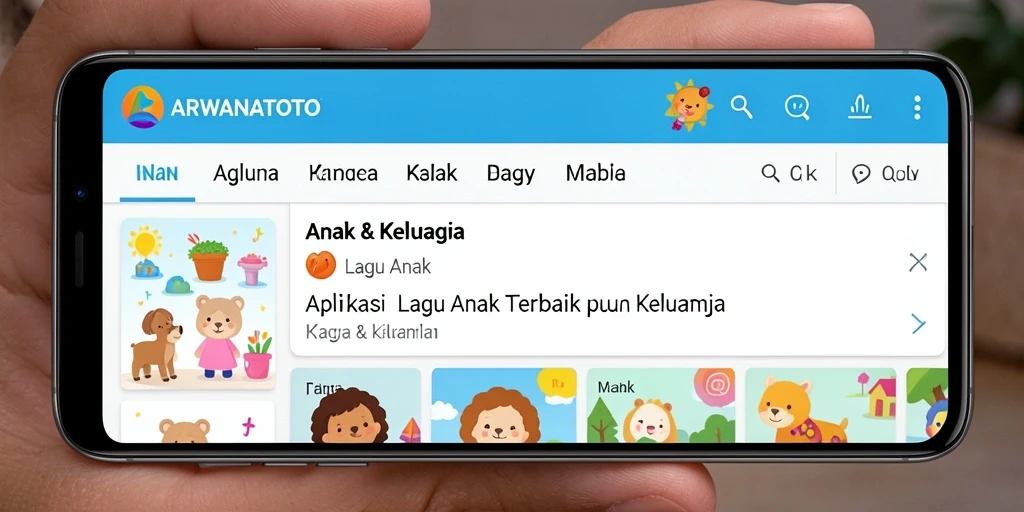 Antarmuka ARWANATOTO yang ramah anak dengan berbagai lagu edukatif.