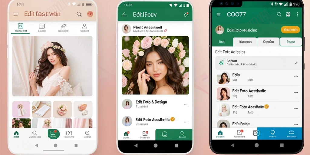 Antarmuka aplikasi COO77 untuk Edit Foto Aesthetic yang menawan.