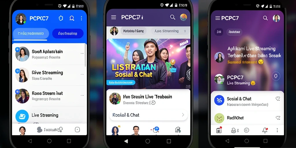 Antarmuka PCPC7 dengan fitur Live Streaming yang menarik.