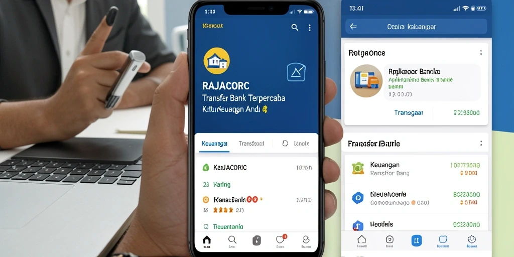 Tampilan antarmuka pengguna RAJACORC yang intuitif dan fungsional untuk Transfer Bank.