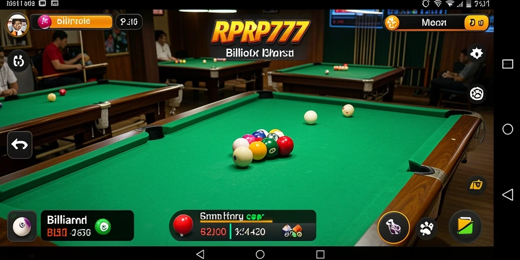 Tampilan antarmuka RPRP777 yang menawan saat bermain billiard.